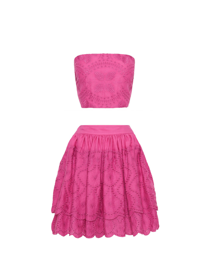 ORCHID SKIRT SET - WHITE - FINAL SALE