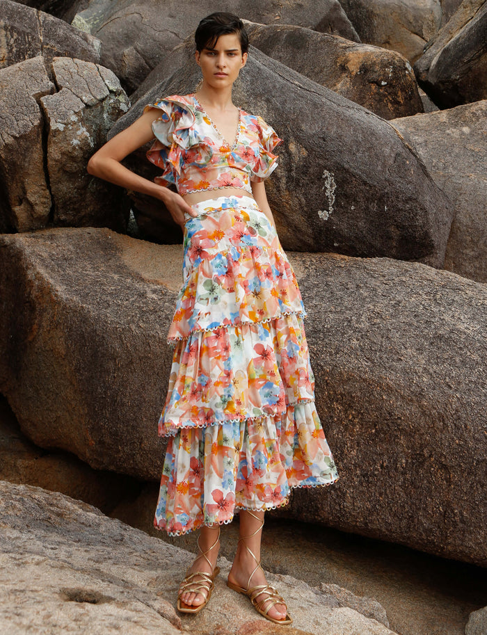 Chelsea tiered ruffle 2025 maxi dress wayf