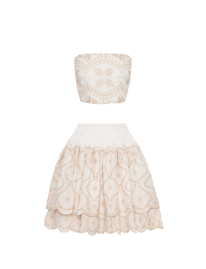 ORCHID SKIRT SET - WHITE - FINAL SALE